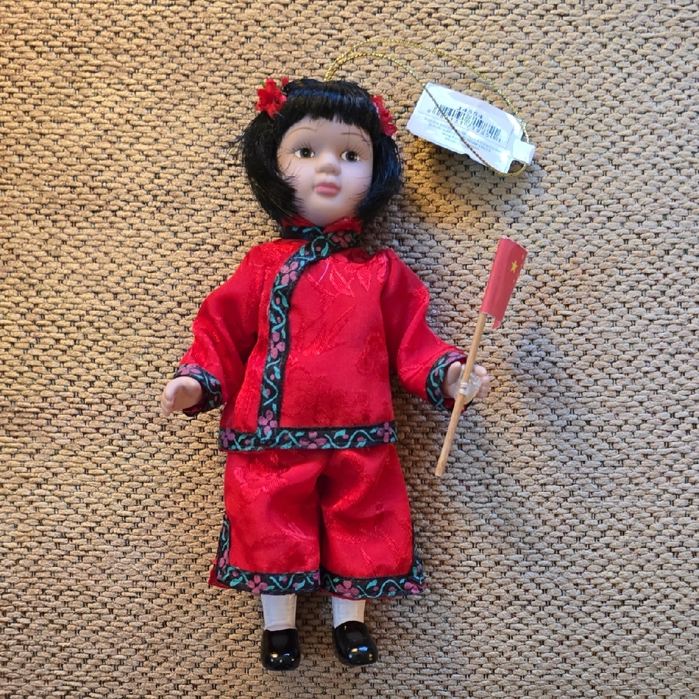 Kurt S. Adler Vintage Hanging Porcelain Doll Christmas Ornament - China - NWT